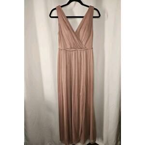 Azazie Womens Tanicia Bridesmaids Dress Pink Pleated Sleeveless Slit Zip Size A6